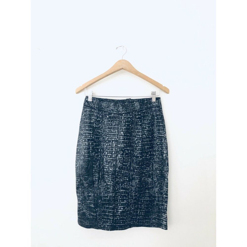 VTG Leather City Croc Leather Pencil Skirt Size 6